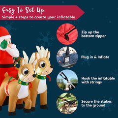 6ft Tall Santa Claus on Sleigh Inflatable