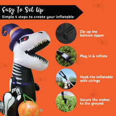 5ft Jumbo Halloween Skeleton Dinosaur Inflatable