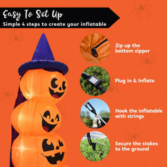 6ft Large Halloween Stacked Pumpkins Inflatable
