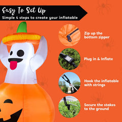 5ft Tall Halloween Ghost in Pumpkin Inflatable