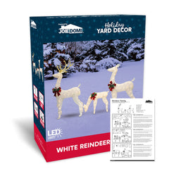 3 Pcs LED Yard Lights - Fabric 5ft Buck, 4ft Doe, and 2.2ft Fawn (White)
