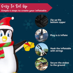 5ft Tall Holiday Penguin Christmas Inflatable