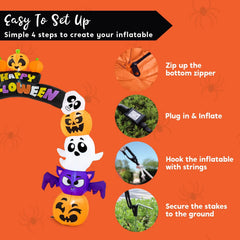 8ft Tall Stack Character Pumpkin Archway Inflatable