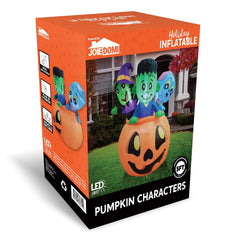 5ft Halloween Tall Three Characters on Pumpkin Inflatable