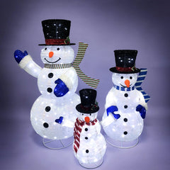 3Pcs LED Yard Lights Collapsible Snowman