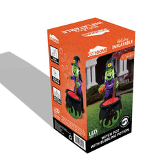 6ft Tall Witch Pot with Bubbling Potion Halloween Inflatable