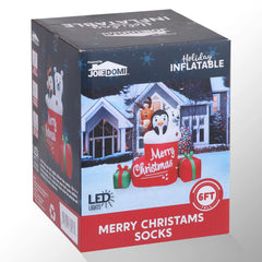 6ft Tall Merry Christmas Socks