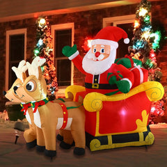 6ft Tall Santa Claus on Sleigh Inflatable