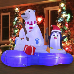 6ft Long Polar Bear Fishing with Penguin Inflatable