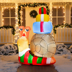 6ft Long Cute Snail with a Stack of Gifts Inflatable
