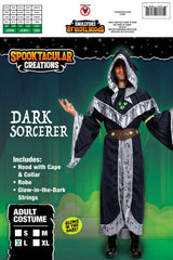 Mystical Dark Sorcerer Medieval Warlock w/Glow Arm Strings Halloween Costumes for Men - Spooktacular Creations
