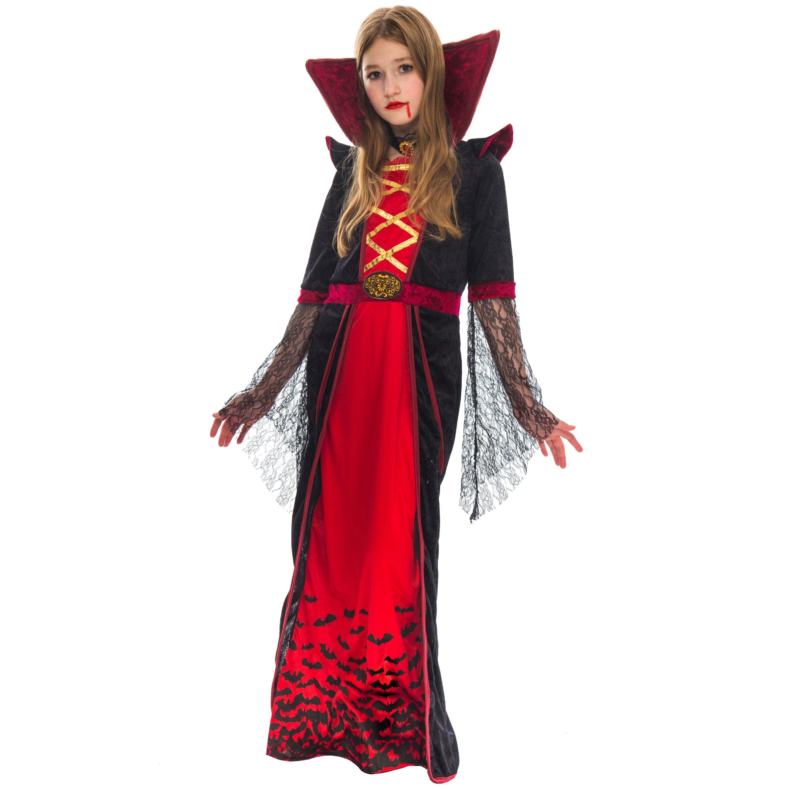 Royal Vampire Costume for Girls Deluxe Set - Spooktacular Creations