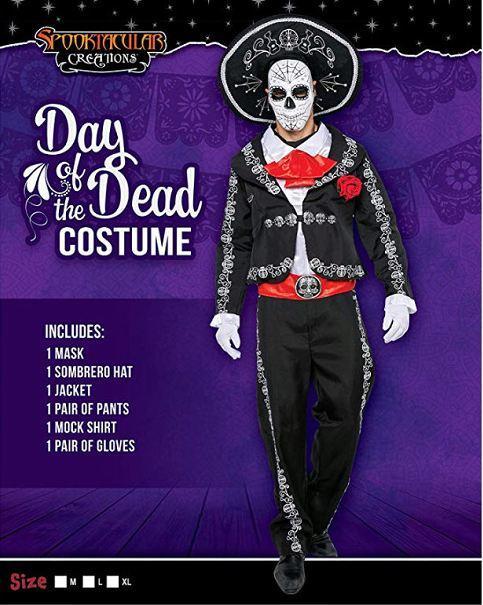 Men's Day The Dead Mariachi Senor Adult Costume Set Halloween Dress Up Party, Dia de Los Muertos - Spooktacular Creations