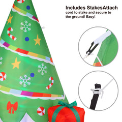 6 FT Tall Inflatable Rainbow Ribbon Christmas Tree Inflatable with Build-in LEDs