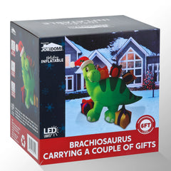 6 FT Long Inflatable Brachiosaurus Carrying Gifts with Build-in LEDs
